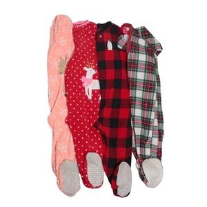 4 Pc Toddler Girls Fleece Long Sleeve Footie Pajamas Onesie Bundle Lot Size 2T